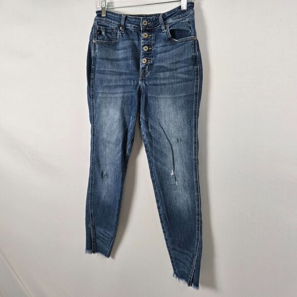 KanCan Jeans Women's 29 Cut Off Distress Button Fly Skinny High Rise Medium Wash - Picture 15 of 15